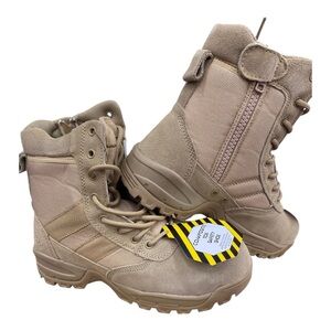 Tan Tactical Boots with Side Zipper